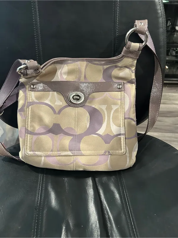 Coach Penelope Optic Signature sateen and leather crossbody bag lavender khaki - Image 4