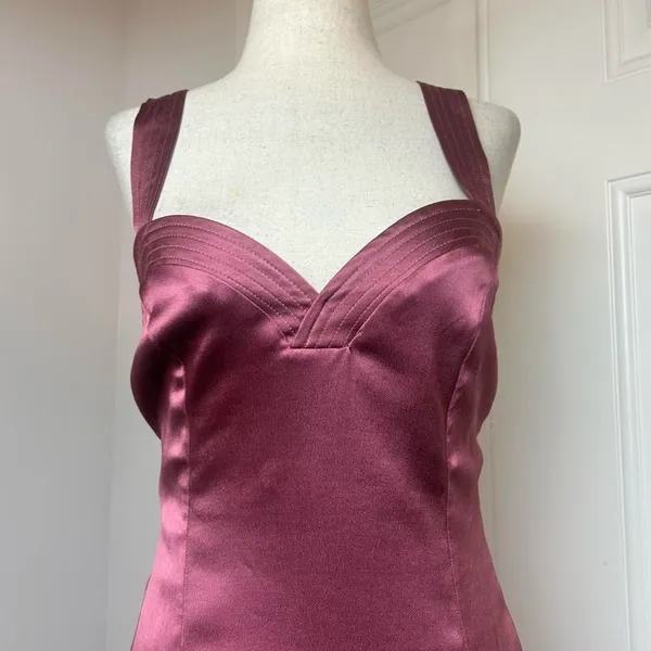 Anthropologie Satin Midi Dress in Mauve - Image 5