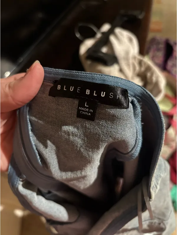 Blue Blush Denim Strapless Dress - Image 4
