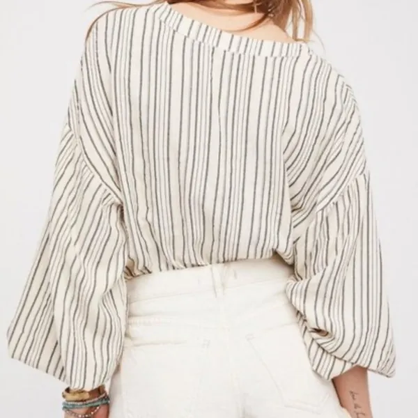 NWT Free People Ryhthm of the Night Tunic Top Ivory / Black Size Large - Image 4