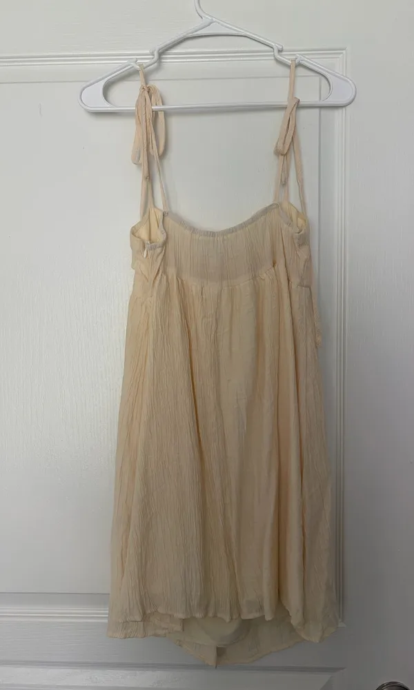 Swing Mini Dress Cream Strapless Tan Size M - Image 2