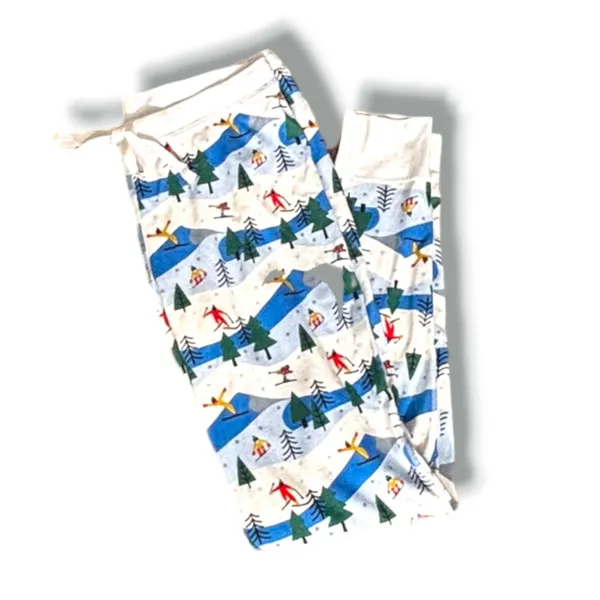 Hanna Andersson Womens Organic Cotton Ski Scene Pajama Set Blue White Winter - Image 3