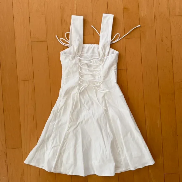 Princess Polly Honey Suckle white mini dress with tie straps and corset back - Image 4