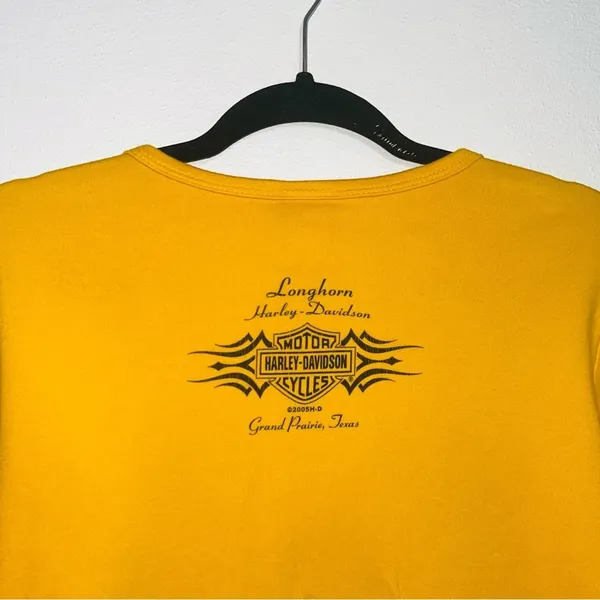 Harley Davidson Tee 2005 Texas Graphic 100% Cotton Mustard Yellow - Image 7