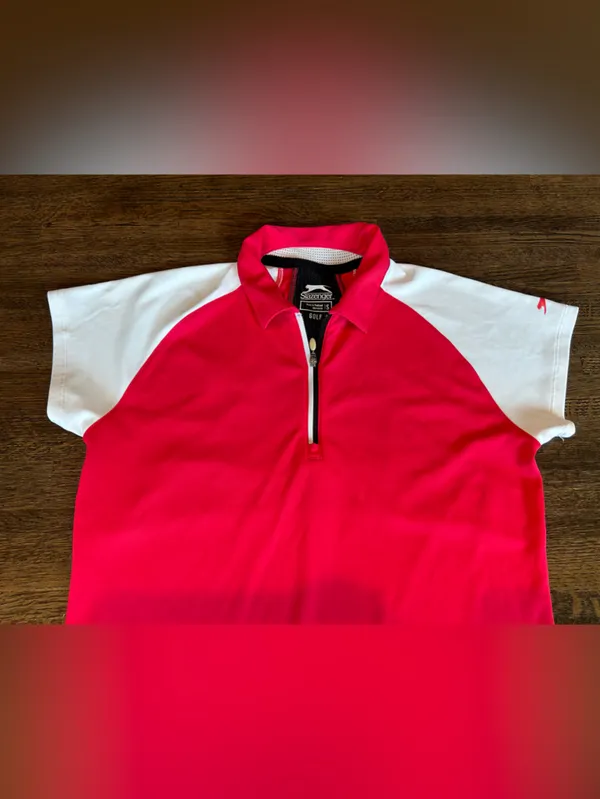 Slazenger 1/4 Zip Short Sleeve Active Shirt - Size Small Golf Tennis Pink - Image 2
