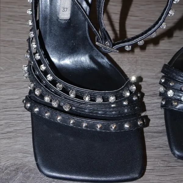 Zara Woman High Heel Studded Jewel Sandals Shoes size 37 - Image 5