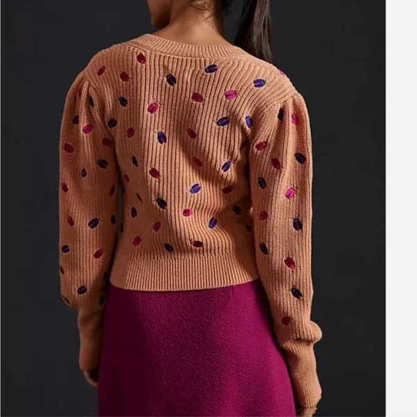 Anthropologie Maeve Elliana Beetle Bug Tan Sweater Medium Novelty - Image 2