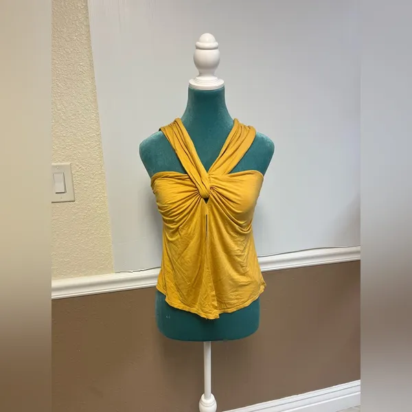 Free People Solstice Twist Front Tank Top Mustard Yellow Size‎ XS - Image 4