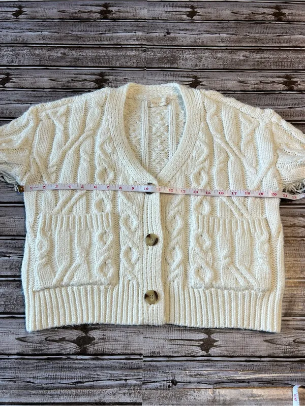 Altar'd State Cream Cable-Knit Frindge Boho Cardigan size XS - Image 5