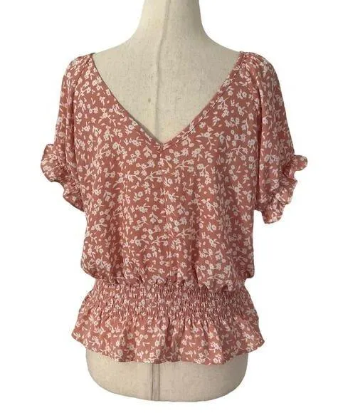 Sienna Sky Pink Blush V-neck Short Sleeve Blouse Women's Size Medium | 50-12 - Image 2