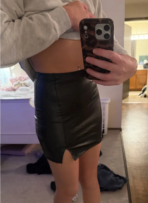 Windsor Faux Leather Skirt Black Mini - Image 3