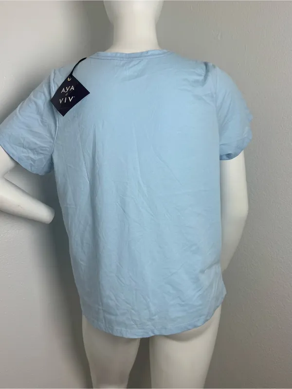 Ava & Viv Pale Blue V-Neck Short Sleeve Tee - Image 6