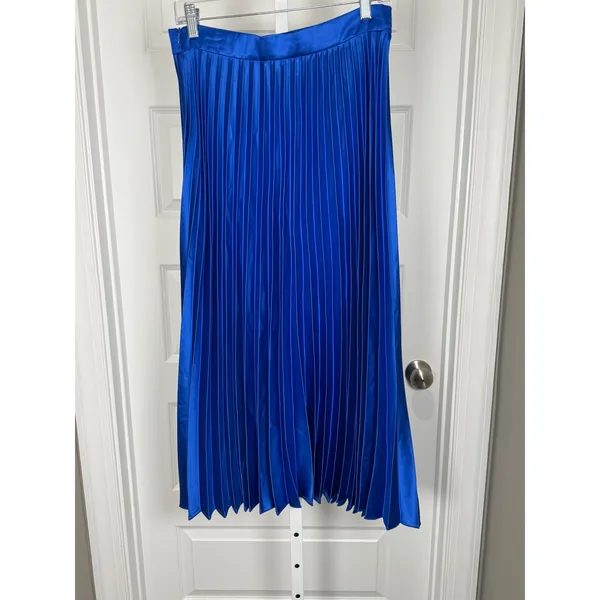 AREA Stars Cobalt Pleated Midi Skirt Size L NWT Feminine‎ Romantic Parisian - Image 4