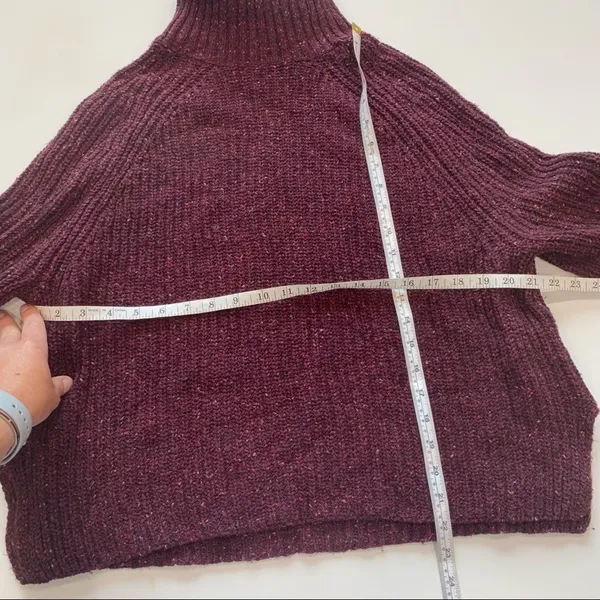 BP‎ | Turtleneck Chunky Cozy Knit Sweater Burgundy - Image 3