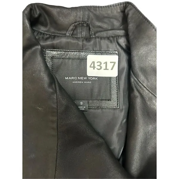 Women's S Andrew Marc New York Womens Black Leather Off Center Zip Jacket Coat p - Image 13