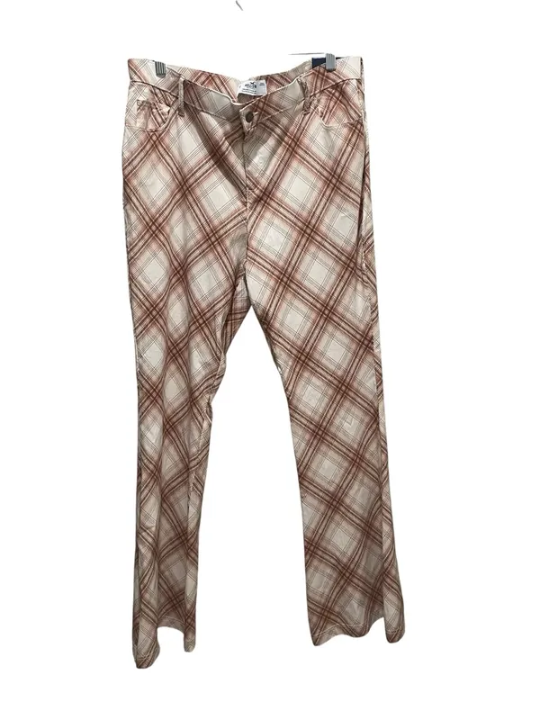 Hollister High Rise Flare Pants Brown Plaid Stretch Women’s Size XL Regular NWT - Image 2
