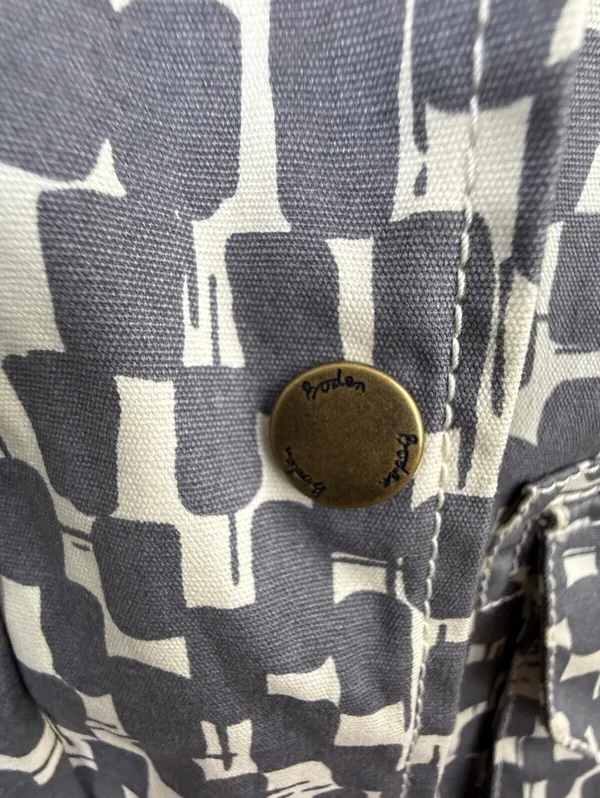 BODEN Gray and White Printed Canvas Heavy Utility Field Rain Jacket - Size - 6 - Image 8