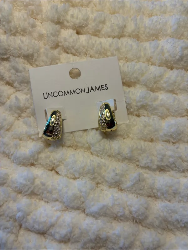 Uncommon James Gold Pavé Curved Hinge Earrings - Image 2
