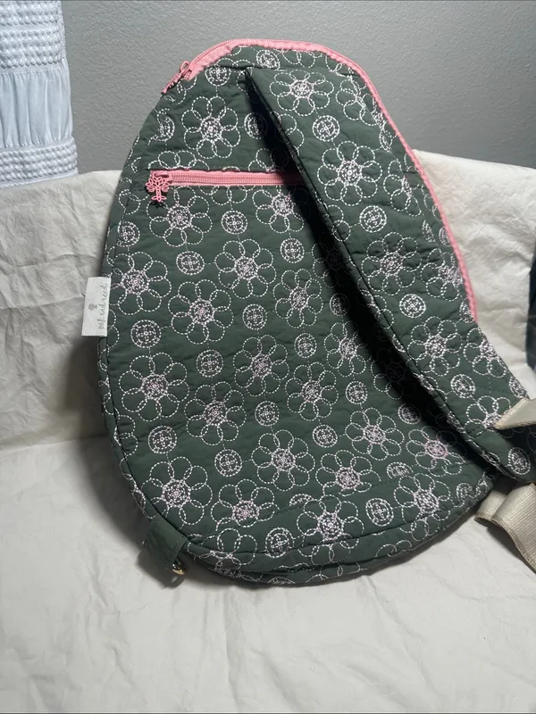 Quilted Olive Green Floral Crossbody Bag with Pink Trim by Oak and Reed. new - Image 7