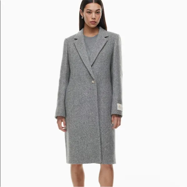 Aritzia Babaton The Stedman Coat Herringbone Gray Wool Cashmere XS - Image 7
