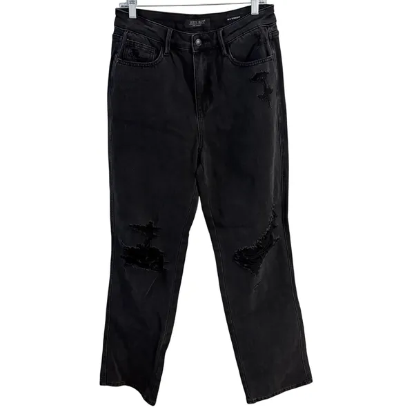 Judy Blue High Waisted Distressed 90s Straight Jean 9/29 Women’s Black - Image 2