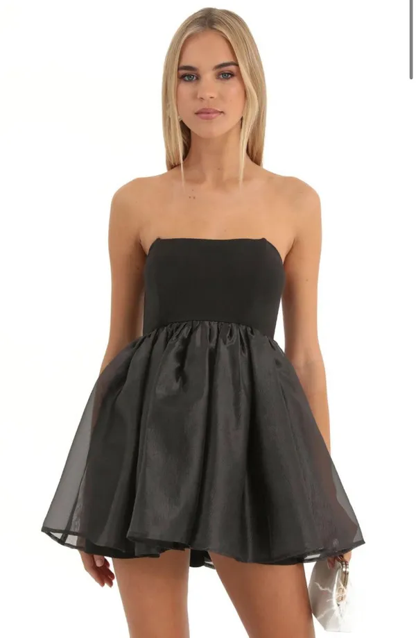 Lucy in the Sky Corset Baby Doll Dress in Black - Image 4