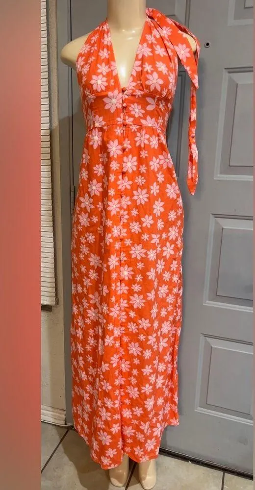 Billabong Hung Up Linen Floral Maxi Dress size Small - Image 9