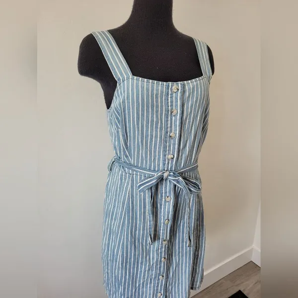 Urban Bliss 100% Cotton Striped Pinafore Dress Seersucker Retro Festival Size 6 - Image 2