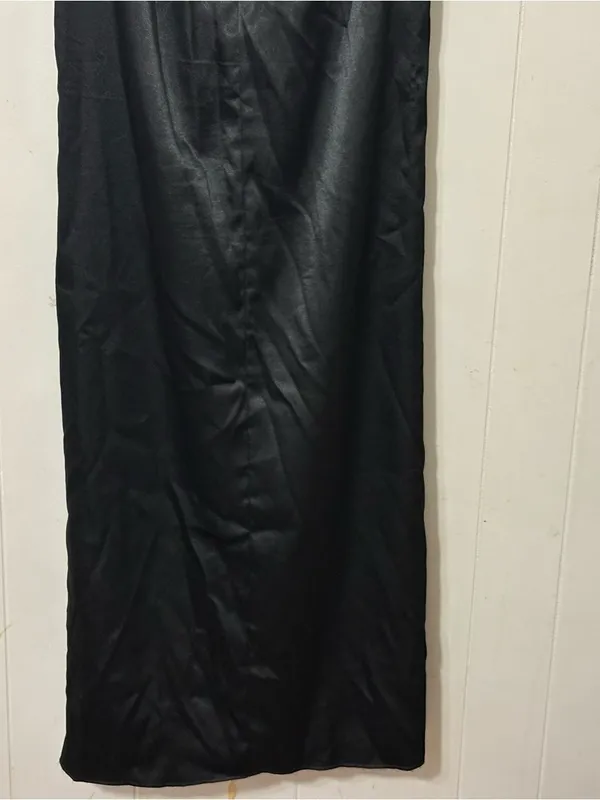 Azazie Zaya Black Satin Halter Maxi Dress Size A8 Formal Gown - Image 7