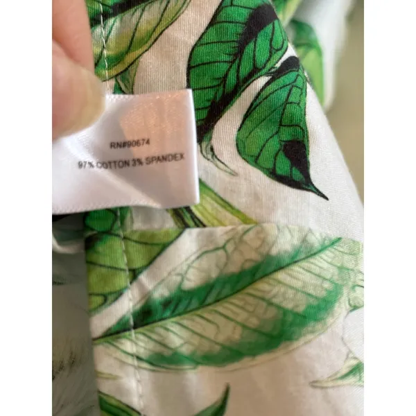 Boston Proper Floral Leaf Print Tiered Ruffle Sleeve Wrap Top Green White S - Image 7