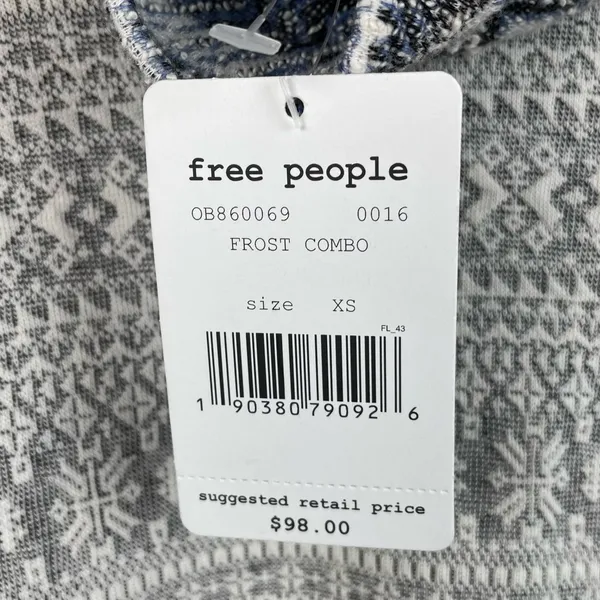 NEW Free People At The Lodge Pullover Top Size XS Grey Frost Combo Fair Isle Ski - Image 7