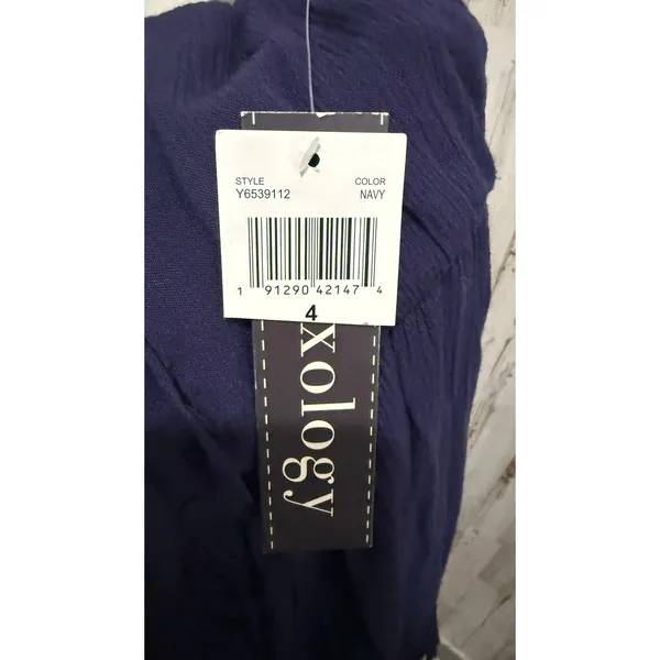 NWT Luxology Dress Womens Size 4 Navy Blue Lace Overlay Spaghetti Strap‎ Midi - Image 4