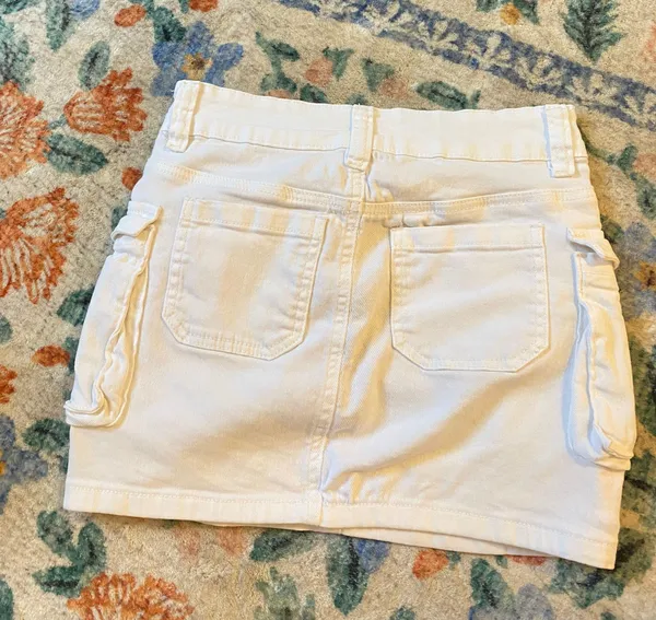 Mini White Cargo Skirt - Image 2
