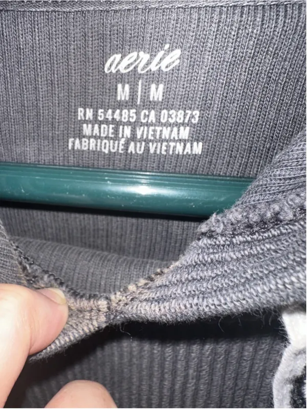Aerie Gray Ribbed Corded Hoodie Cropped Textured Pullover Cozy Lounge Gorpcore - Image 6