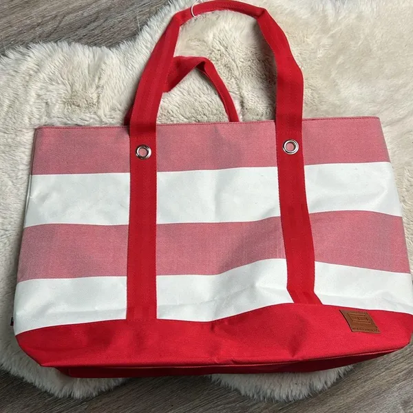 Tommy Hilfiger Red and White Large Tote Bag - Image 14