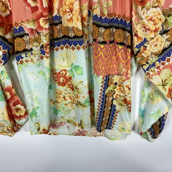 Tolani Tunic Top Size XS Floral 100% Modal Colorful Long‎ Sleeve Boho Peasant - Image 3