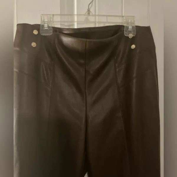 Marc New York Woman Brown Full Control Waistband Faux Leather Pants, Size M NWT - Image 3