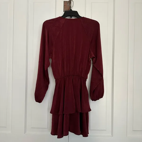 Zara burgundy colored satin/silk mini dress • Sz S - Image 9