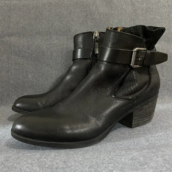 Comfortiva Karen Women's 8‎ W Black Leather Buckle Detail Block Heel Ankle Boots - Image 2