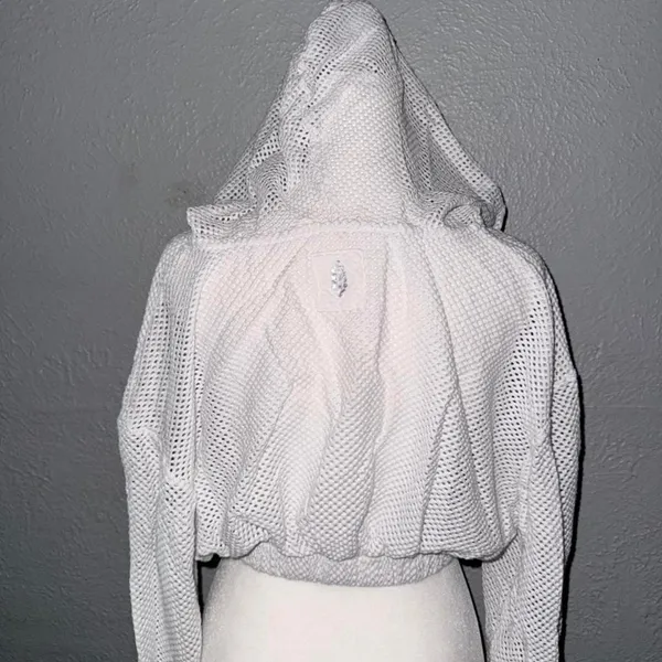 Free People Movement‎ Size XS Fishnet Mesh Cropped White - Image 3