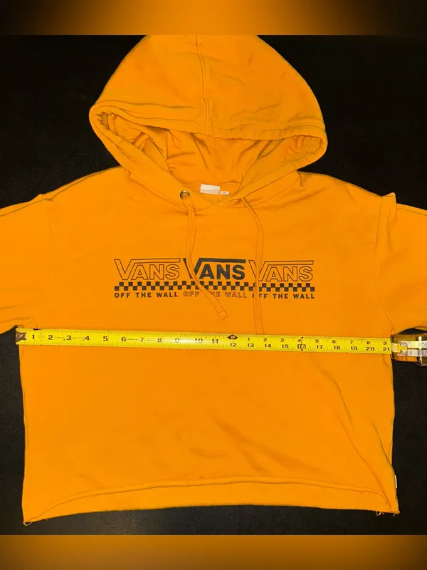 Vans Off The Wall Women’s Size M Mustard Yellow Cropped Hoodie - Image 3