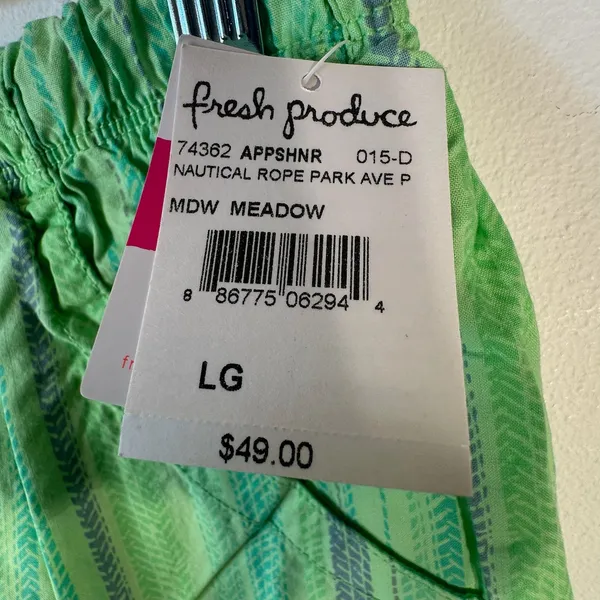 Fresh Produce Nautical‎ Rope Park Ave Capri Pants Meadow Green Cotton Large NWT - Image 3