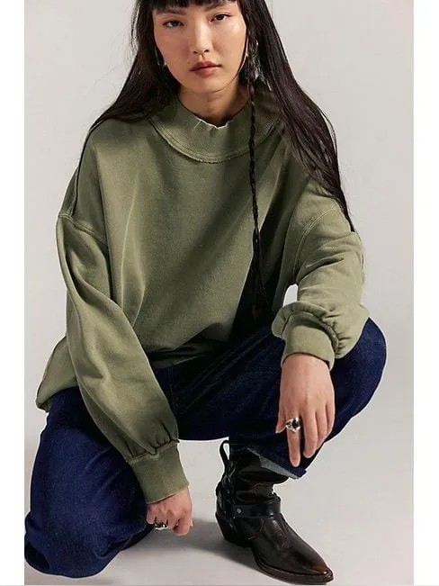 Free People Green Palm Springs Pullover oversized woman's size XS NWOT - Image 2