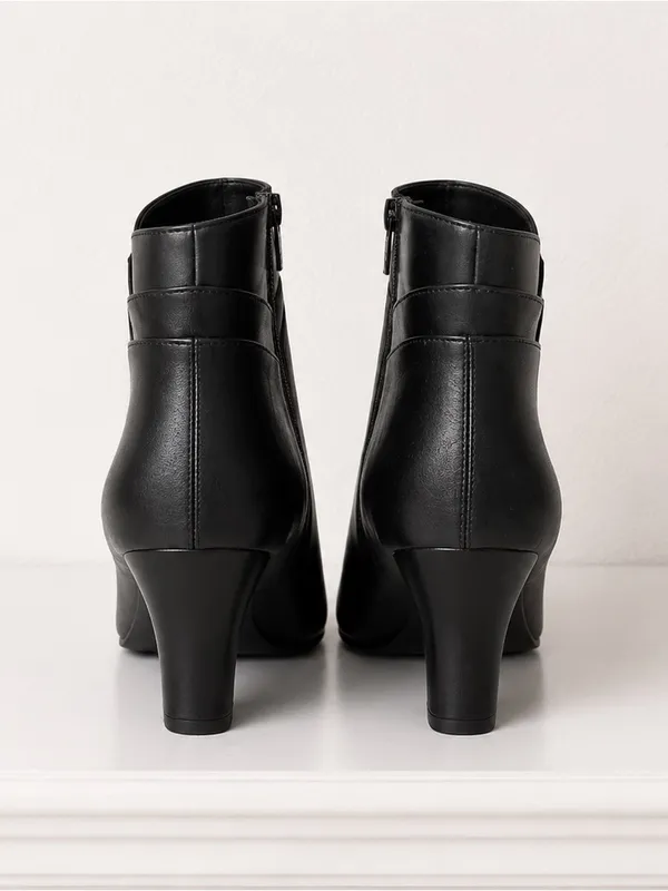 Worthington Madison Black Vegan Leather Block Heel Side Zip Ankle Booties 8 NIB - Image 6