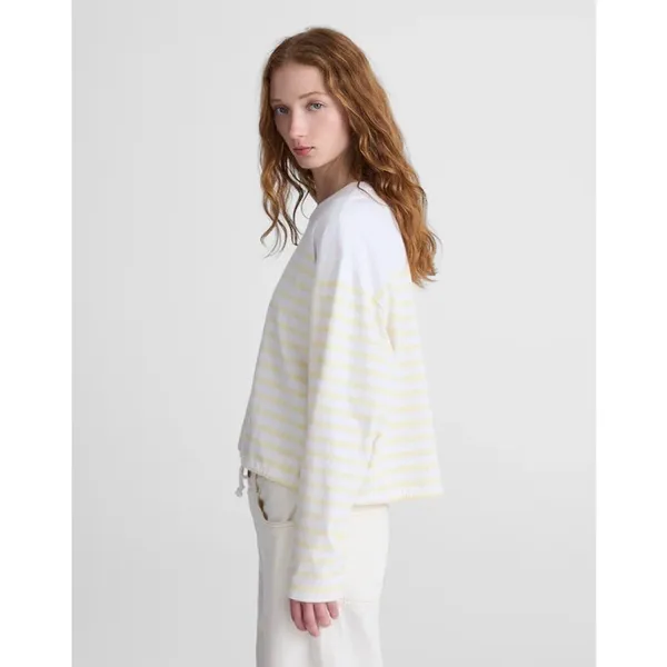 Madewell The Perfect Tie-Waist Tee in Allday Jersey Striped Pineapple M NWT - Image 4