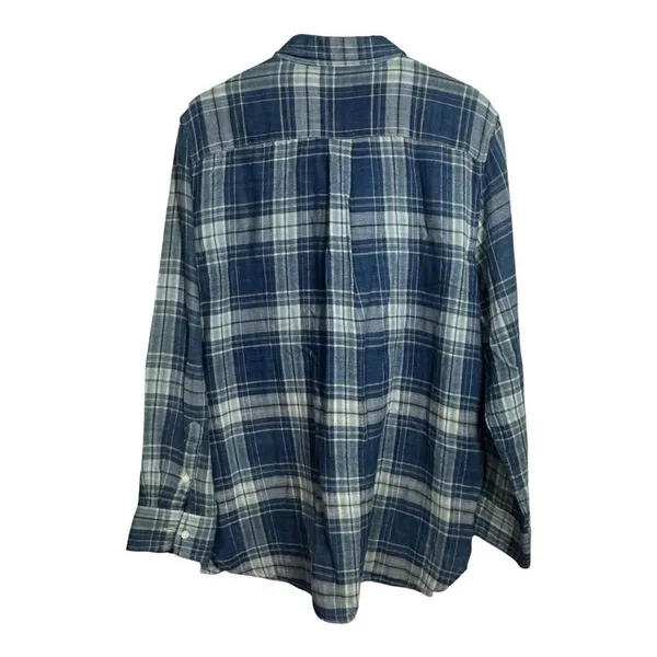 LRL Lauren Jeans Co Womens Shirt Large Button Down Blouse LongSleeve Plaid Blue - Image 2