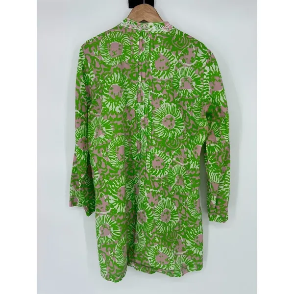 Lilly Pulitzer Womens‎ Sarasota V-Neck Beaded Tunic Top Size Medium Cotton Green - Image 5