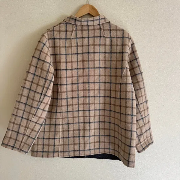 Pendleton Merino Wool Reversible Plaid Grey Preppy Button Up Coat Size 1X - Image 4