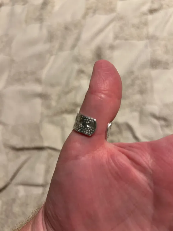 Handmade and Hand-Stamped Boho Babe Silver Adjustable Ring - Image 3