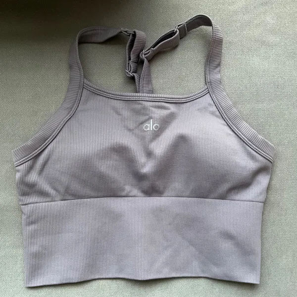 Alo Yoga Seamless Ribbed Favorite Bra Tank Fog S - Image 2